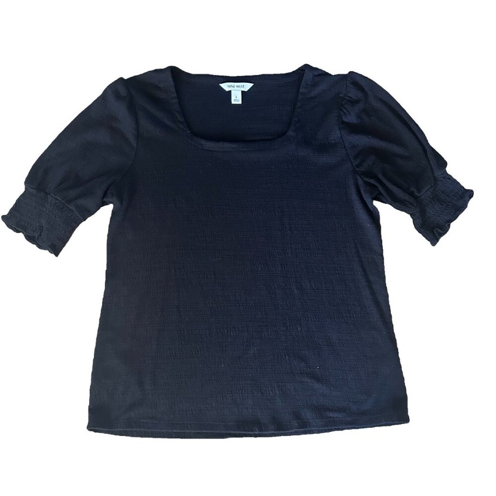 Nine West Black Women's size Large Puff Sleeve top